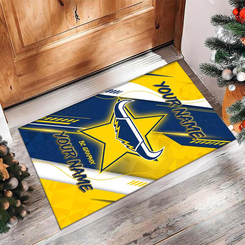 North Queensland Cowboys Crystal Velvet Rug, Custom Name Text Personalized Non‑Slip Floor Mat for Home Decor Gift