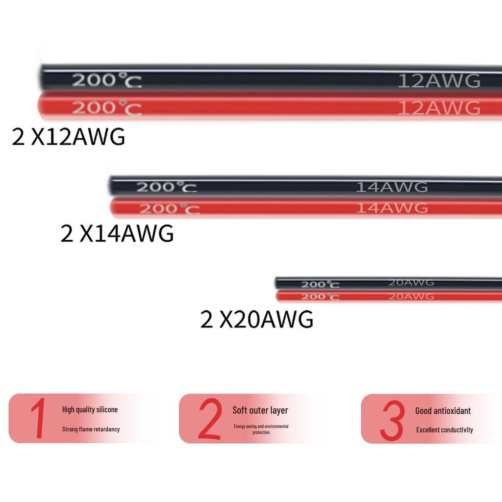 Extra Soft Silicone Wire, Red & Black, 2-Core, High & Low Temp Resistant, 24AWG~12AWG, Super Soft American Standard