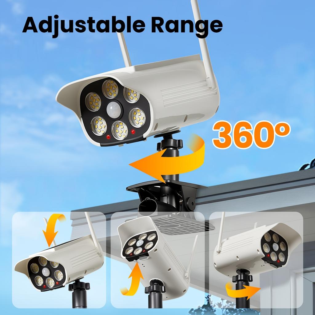 Solar Lights Outdoor Motion Sensor Garden Wall Fence Clip On Light LED Dummy Decoy Fake Security Camera Yard Sensing Lamp