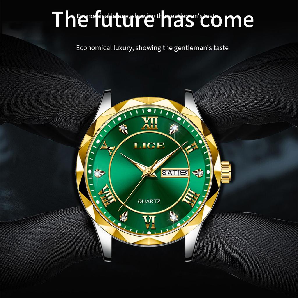LIGE Luxury Quartz Men Watch Waterproof Luminous  Man Watch Stainless Steel Business Wristwatches