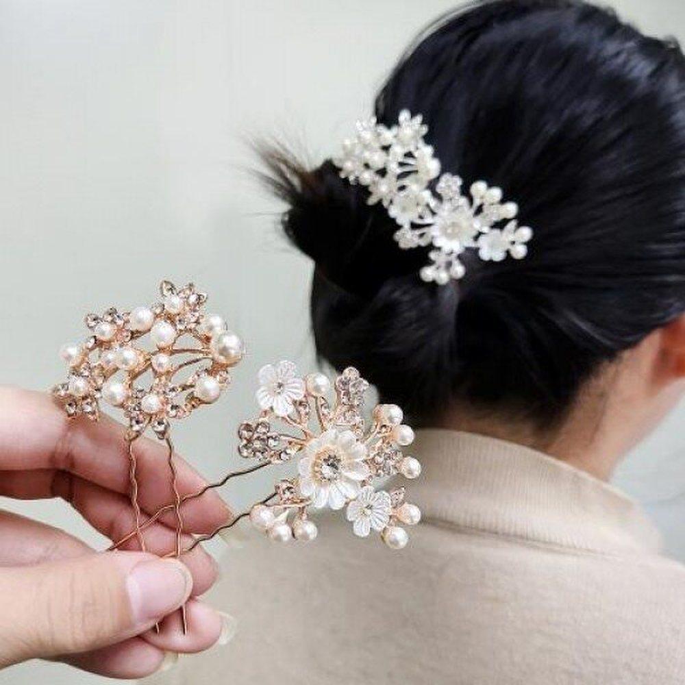 

Mno wedding hair headdress pearl hairpin updo silver pearl