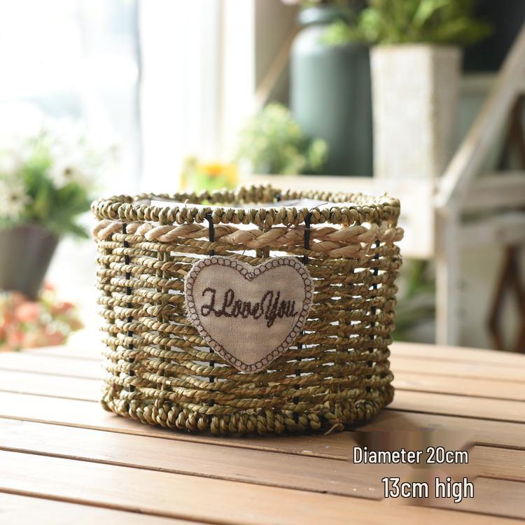 Pastorale Scandinavische Geweven Bloemmand Handtas voor Droogbloemenarrangement en Succulentenpot