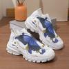 Fashion Fashion Butterfly Print Platform Sneakers for Women 2025 Autumn Non Slip Knitted Sports Shoes Woman Thick Sole Slip On Sneakers