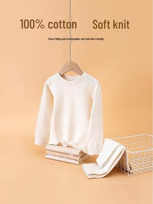 Colorful Cotton Kids' Underwear Set: All-Cotton, Round Neck, Warm Autumn Clothes for Girls & Boys, Class A, Xinjiang Cotton
