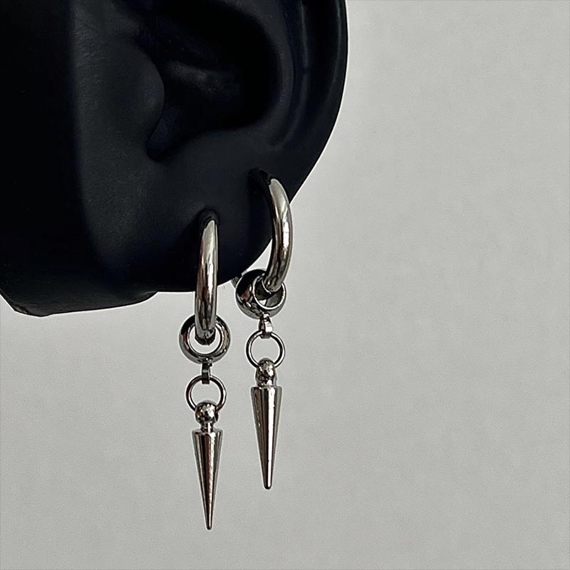 

High-End Titanium Steel Riveted Stud Earrings: Unisex Hip Hop Hoops for Men & Women Single Riveted Titanium Stud (Piercing Required)