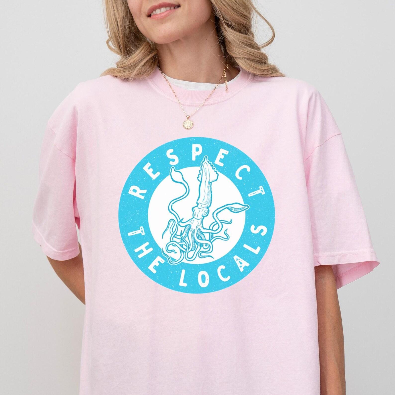 Respect The Locals Squid Comfort Colors Tee, Marine Life Shirt L