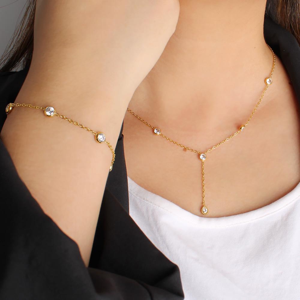 Elegant Zircon Necklace and Bracelet Set for Women – Versatile, Fashionable, and Exquisite