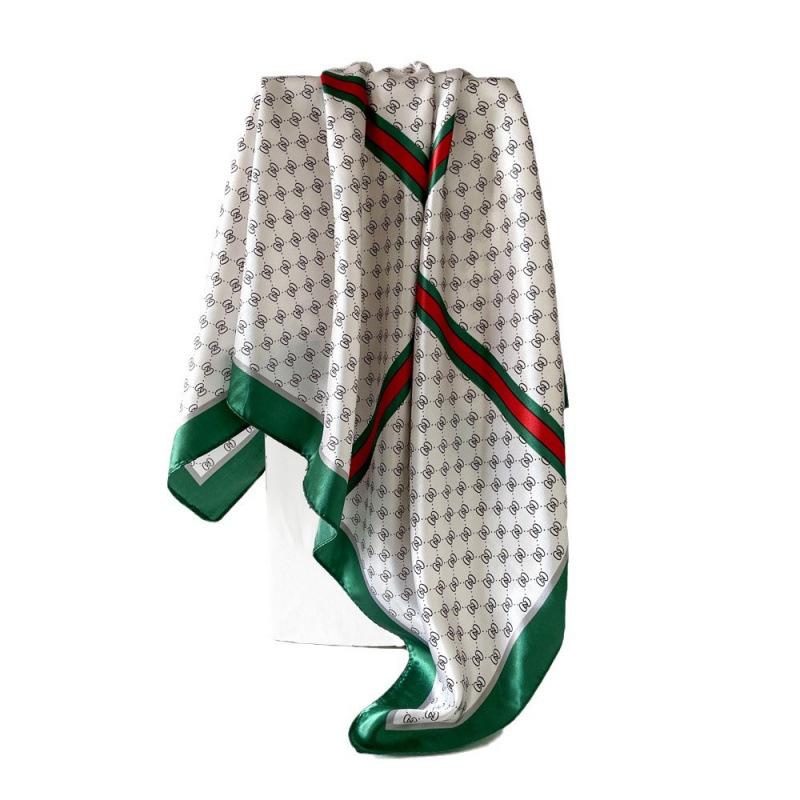 Eșarfă Nouă de Mătase 90cm Eșarfă Damă Tip Wrap Eșarfă cu Imprimeu Litere Eșarfă Satinată Mare Pătrată Șal