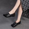 Fashion 2025 Autumn New  Leather Square Toe Flat Loafers Retro Soft Sole Comfortable Women's Slip-on Shoes