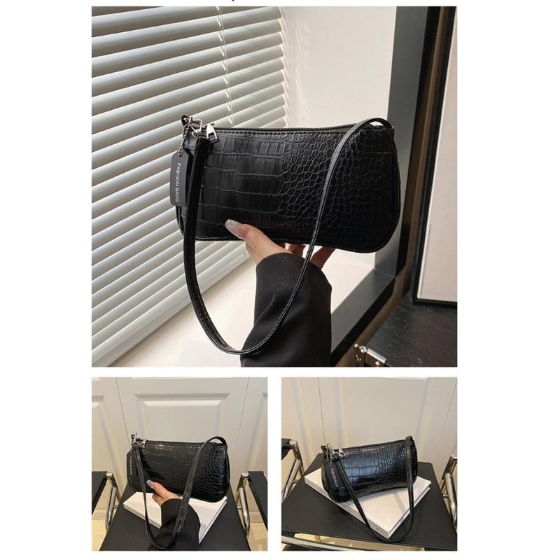 Shoulder Bag for Women Trendy Hoboes Toted Handbag Pu Leather Underarm Purse Clutches Purse with Zipper Baguettes Bag