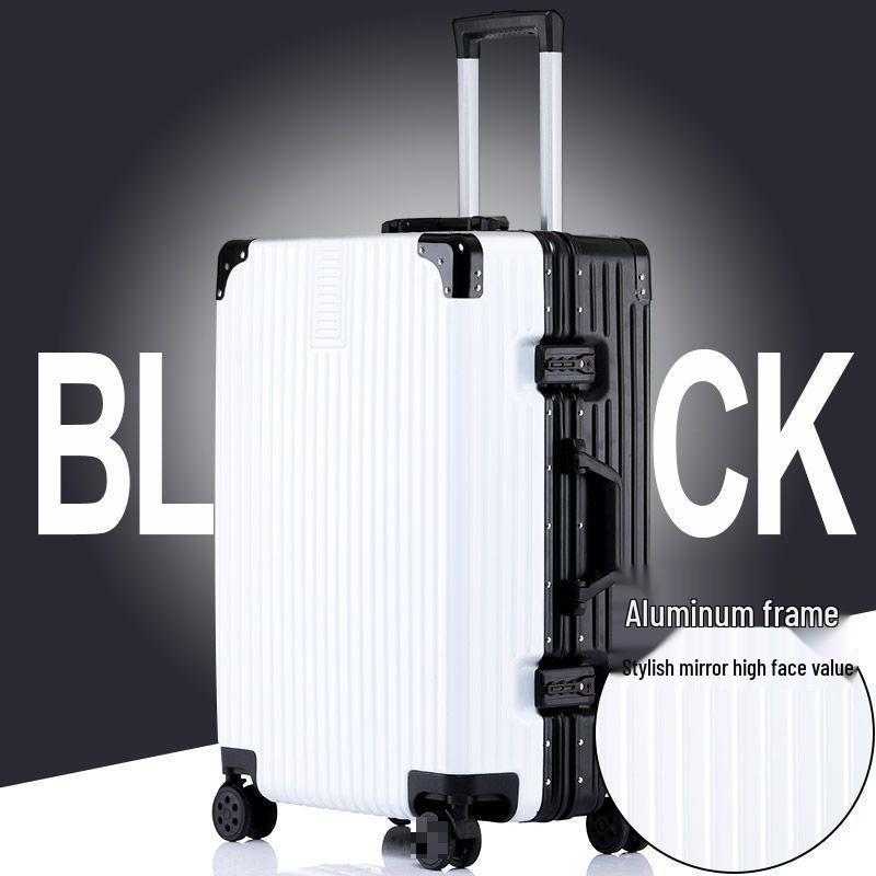 Korean Style Unisex Travel Suitcase: Universal Wheels, Large Capacity, Leather, Combination Lock, Aluminum Frame