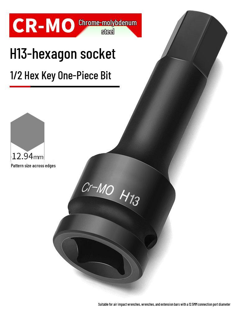 Compact Air Impact Wrench: 1/2" Hex H-Type Pneumatic Screwdriver with Chrome Molybdenum Socket