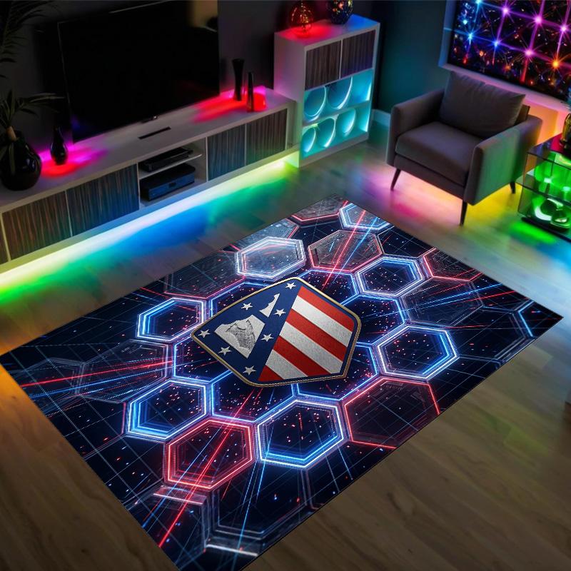 Design Atletico Madryt Kryształowy Aksamitny Dywan Przytulny Nie?Antypoślizgowy Dywan Wzorzysty Do Sypialni Salonu Przedpokoju