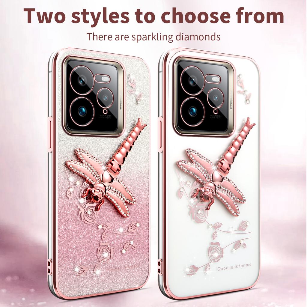 KADEM For Realme GT 7 Pro 5G Case Dragonfly Kickstand TPU Flowers Glitter Phone Cover