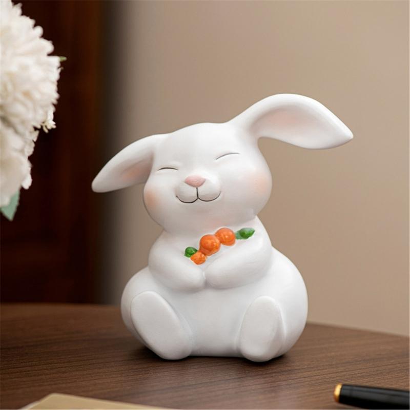 Easters Bunnies Ornament Resins Rabbit Hugging Carrot Figurine Sculpture Tabletop Decors for Holiday Decoration Lover