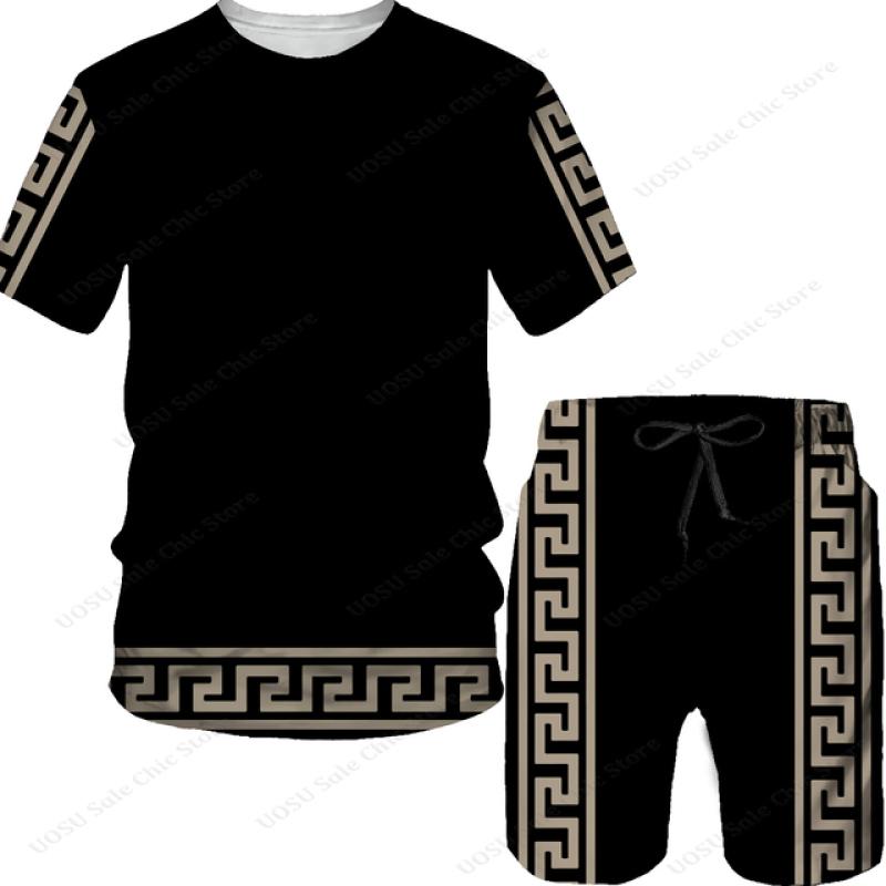 

Новые модные мужские летние комплекты футболки/костюмы с буквенным принтом уличная одежда унисекс с короткими рукавами повседневная мужская футболка спортивный костюм комплект S