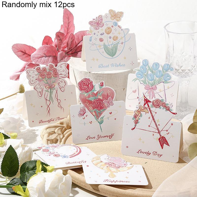 

12pcs Bouquet Greeting Card No Envelopes, Suitable for All Occasions Such As Thank You Notes, for Family, Friends, Teachers