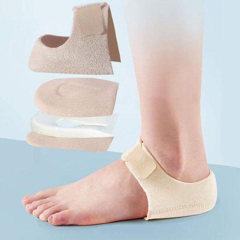 1 Pair Of Heel Protection Sleeves Shock-absorbing Pressure Height Increasing Pad Silicone Anti Slip Half Pad