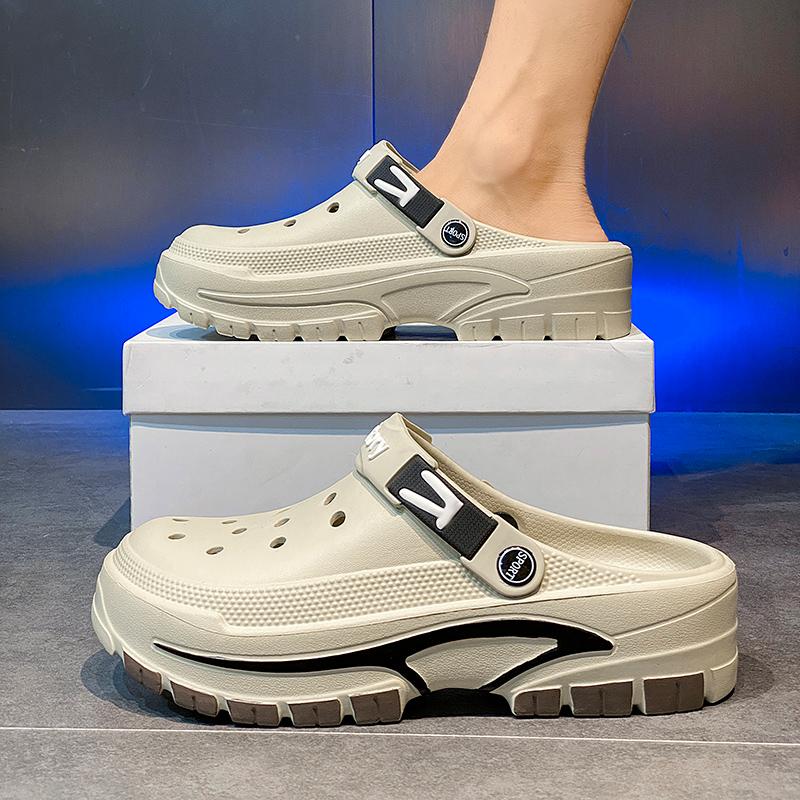 Pantofi de peșteră pentru bărbați, Tendință de modă de vară, Versatili, Sandale cu talpă groasă, Antiderapante pentru ținută casual, Pantofi cu găuri respirabili și confortabili