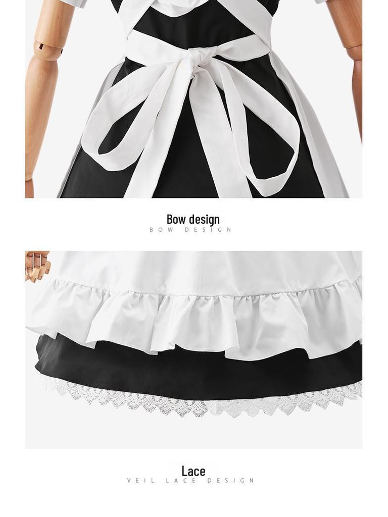 Japanese Lolita Maid Costume: Cute Short-Sleeved Dress with Skirt, Perfect for Cosplay
