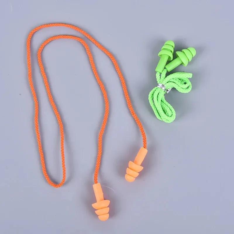1 Pc Silicone Ear Plugs Sleep Earplugs Noise Reduction Swimming Earplugs With Rope For Diving Underwater Ear Plugs