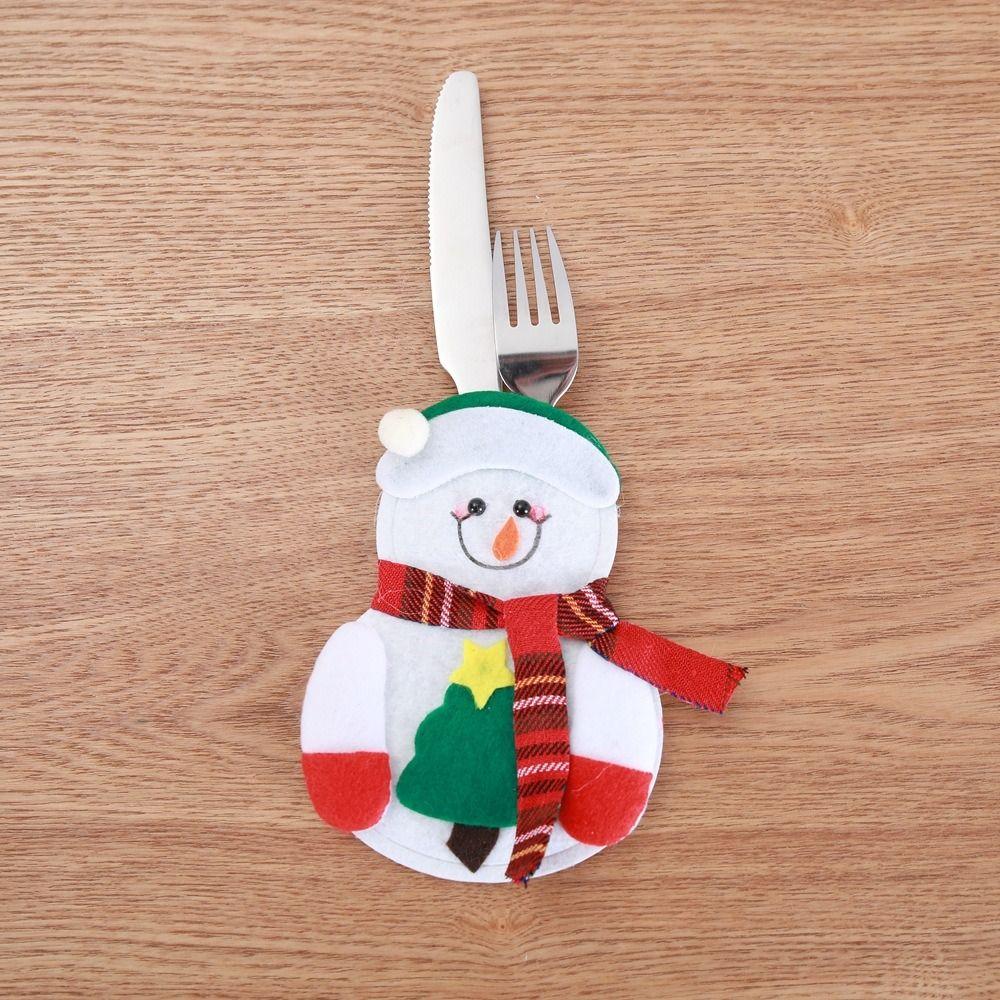 Merry Christmas Knife Fork Cutlery Bag Set Santa Snowman Xmas Tableware Holders Natal New Year Christmas Decorations for Home