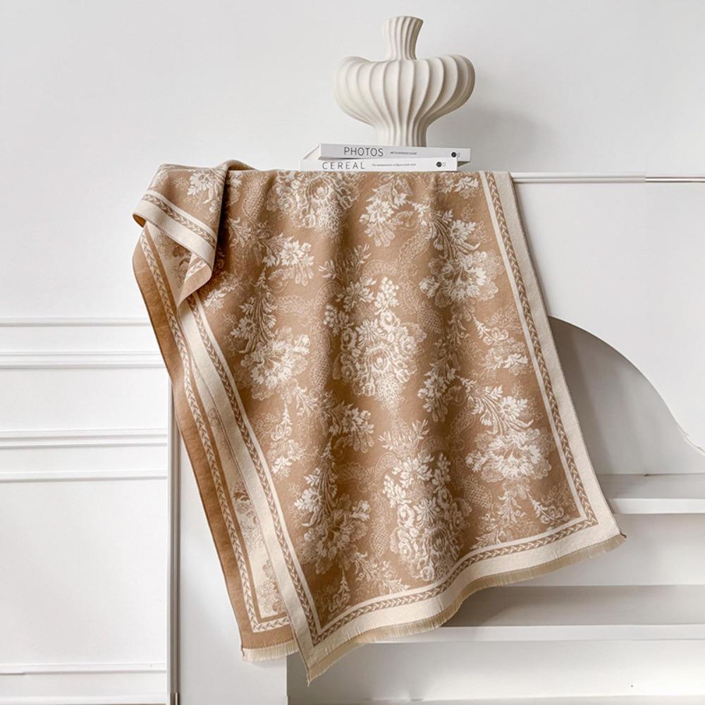 Two-Sided Jacquard Scarf Windproof Winter Scarf Cozy Pashmina Shawl  for Autumn Winter