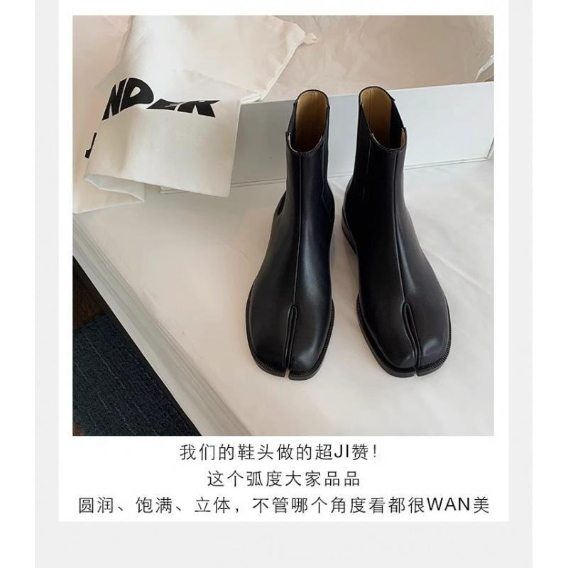 ! Shoes British leather pig's trotters split-toed thick heel Chelsea short boots women's Martin boots