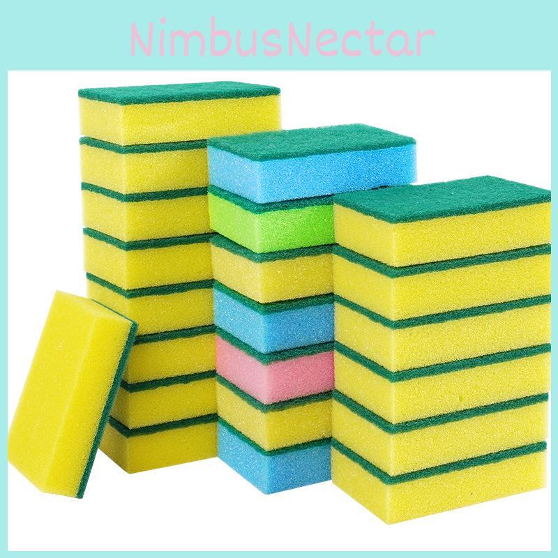 Colorful Sided Double Sponge Scouring Pad Kitchen Supplies Household Cleaning