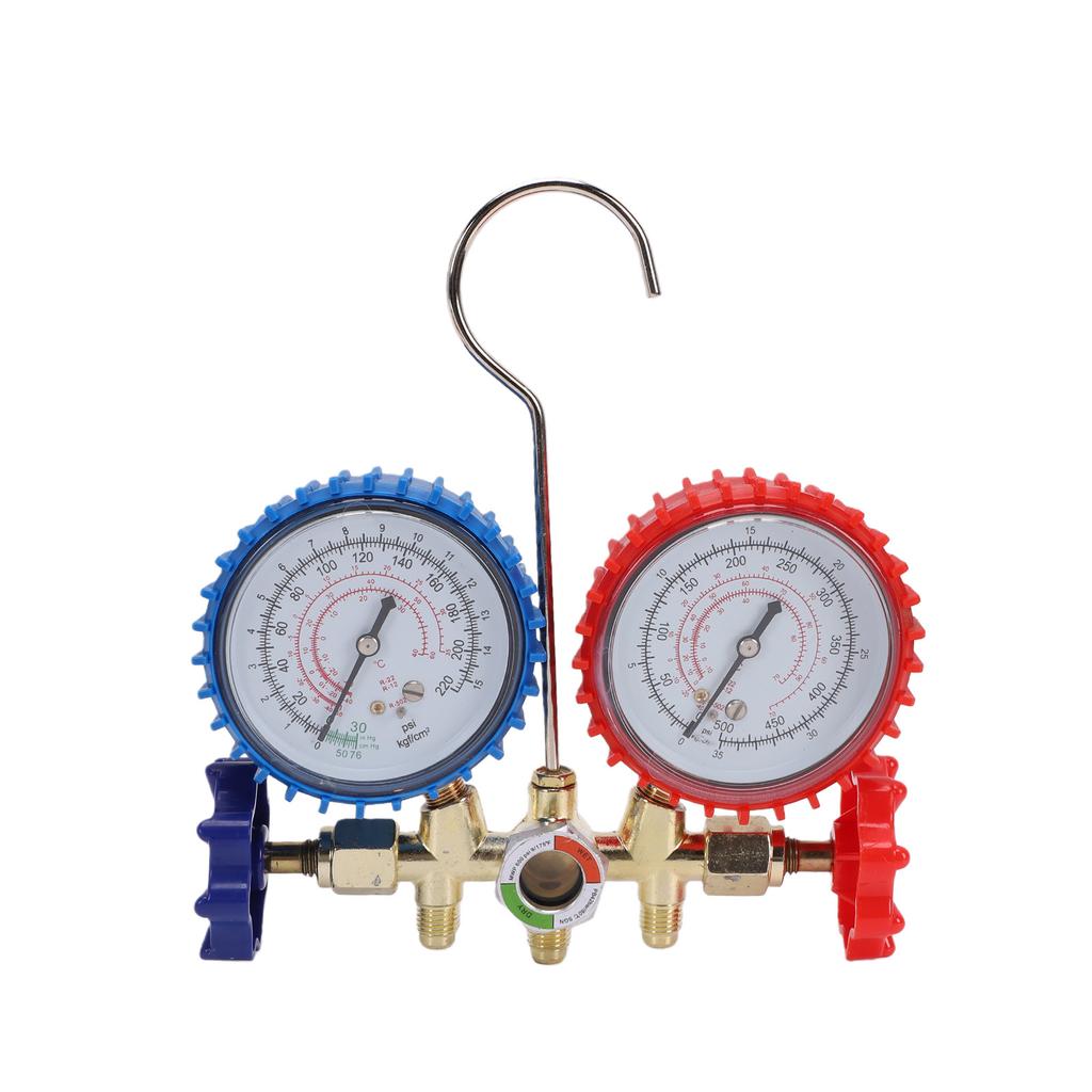AC Manifold Gauge Set, HVAC Refrigerant Charging Kit for R134a R22 R12 R502, Dual Gauge Automotive and Home AC