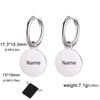 Customized Name Date Simple Round Pendant Women's Earrings Stainless Steel Personalized Fashion Solid Round Earrings Jewelry