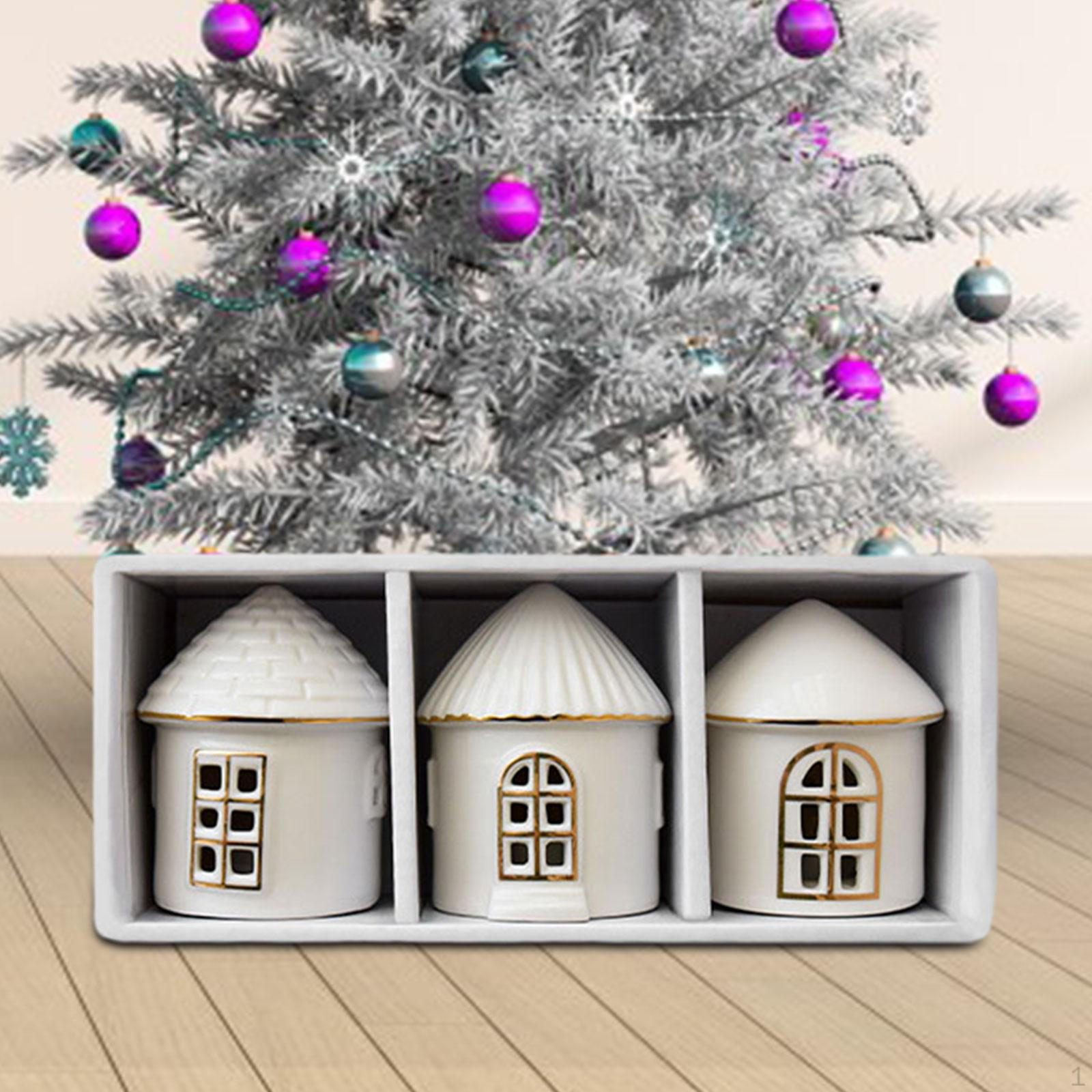 

3 шт. Рождественская миниатюрная статуэтка в виде домика, настольный декор, керамическая маленькая фигурка для Style C