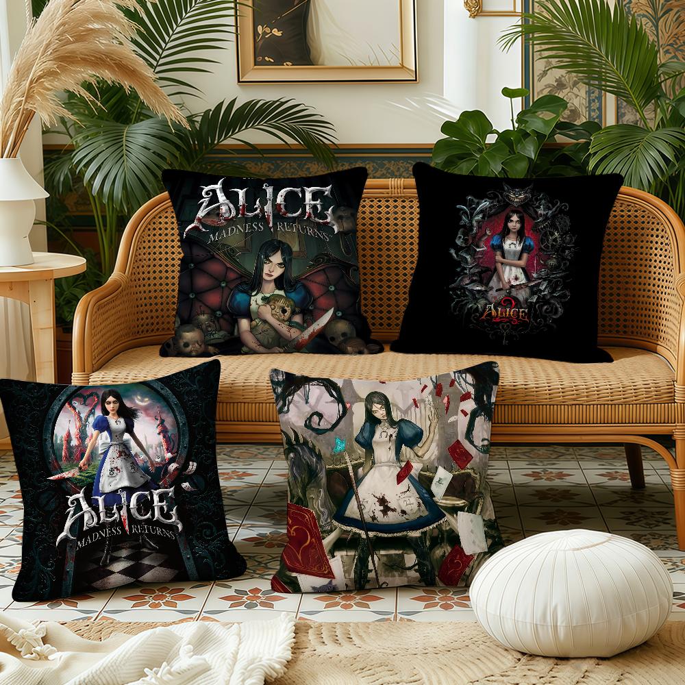 AAlice MMadness Returns Cushion Cover Pillow Case Plush Fabric Soft Double Sided Print Sofa Cushion Cover Throw Pillow Covers