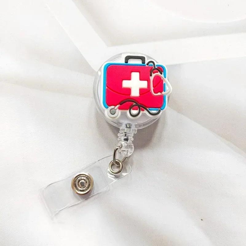 1pc Retractable Badge Holder Clips for Nurse ID Badge Reel with Belt Clip Doctor ID Card Chain Clips School Student Office