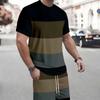 2025 Summer new men's short sleeve T-shirt Street fashion outdoor beach shorts Summer 3D printing