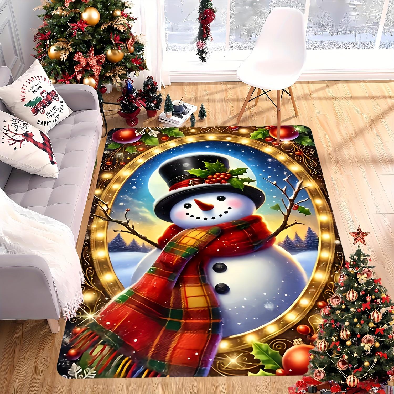 

Snowman Christmas Gift Doormat, Premium Velvet Washable Non-Slip Rug for Indoor Outdoor Multi-Room Holiday Decor 40x60cm