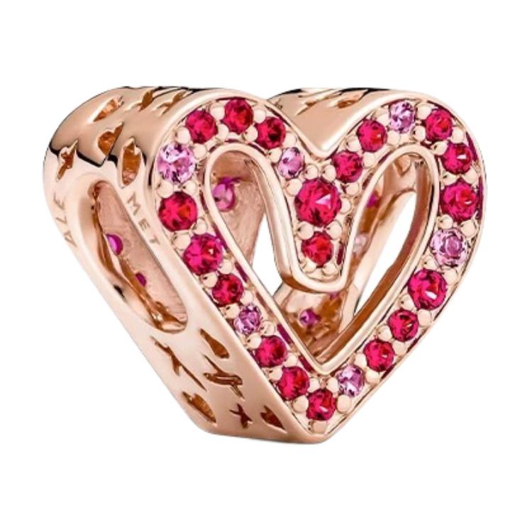 Pandora Eye-Catching Red Pink Radiant Hand-Painted Heart Pendant Women Pendant Multicolor 788692C02 Box