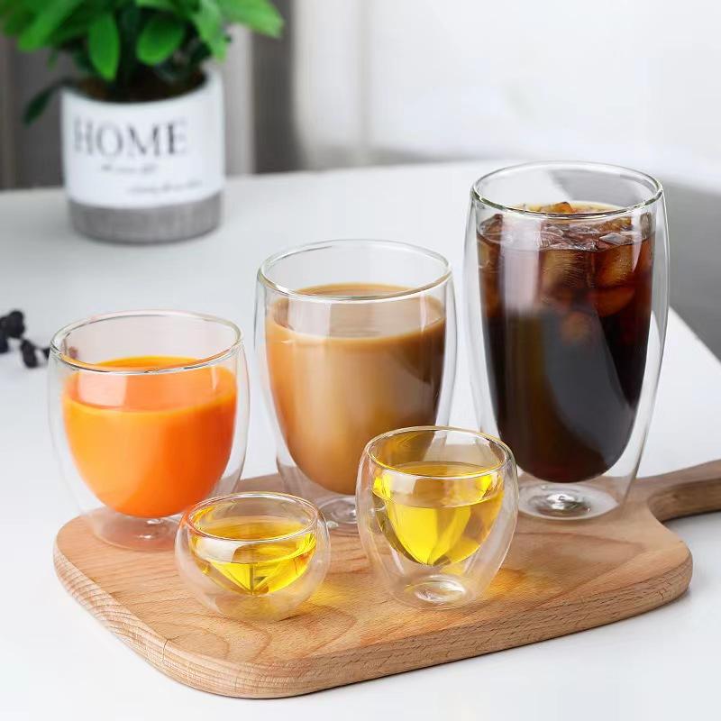 Heat Resistant Double Wall Glass Cup 80-450Ml Beer Milk Coffee Water Cups Transparent Cup Wholesale Glass Drinkware Mug