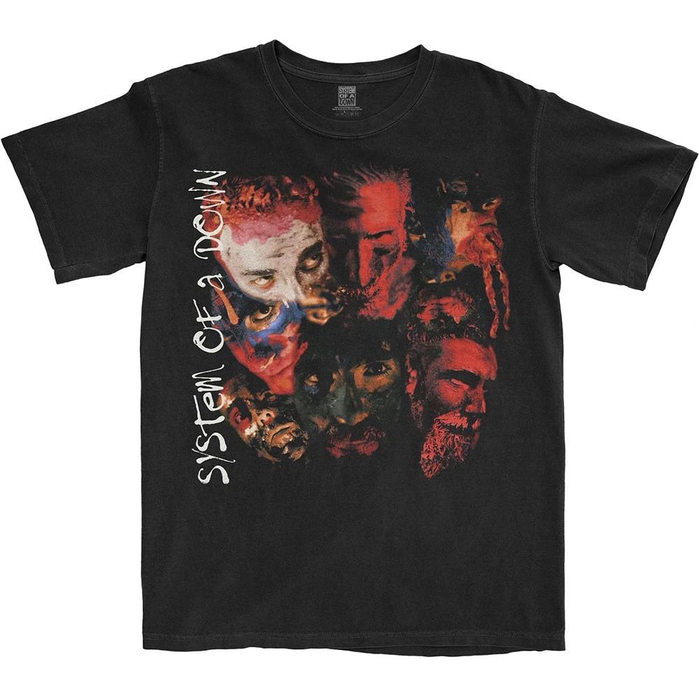 System Of A Down Painted Faces 2 Official Mens Unisex T-Shirt 3XL