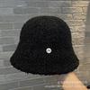 Simple Metal Standard Bucket Hat Women's Fashion Velvet Bucket Hat Autumn and Winter Outdoor Warm Basin Hat