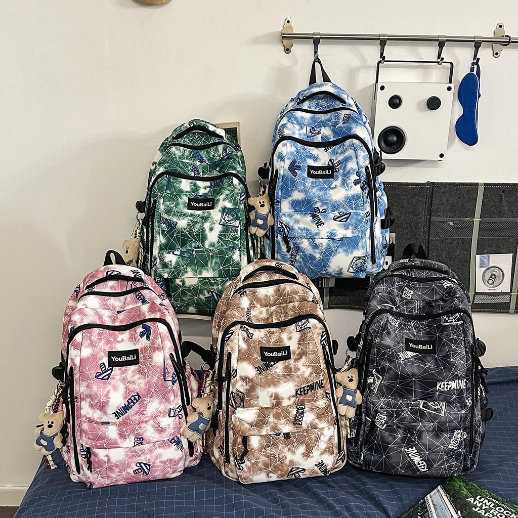 Schoolbag new trendy cool large-capacity graffiti student backpack male versatile high school schoolbag college student female backpack