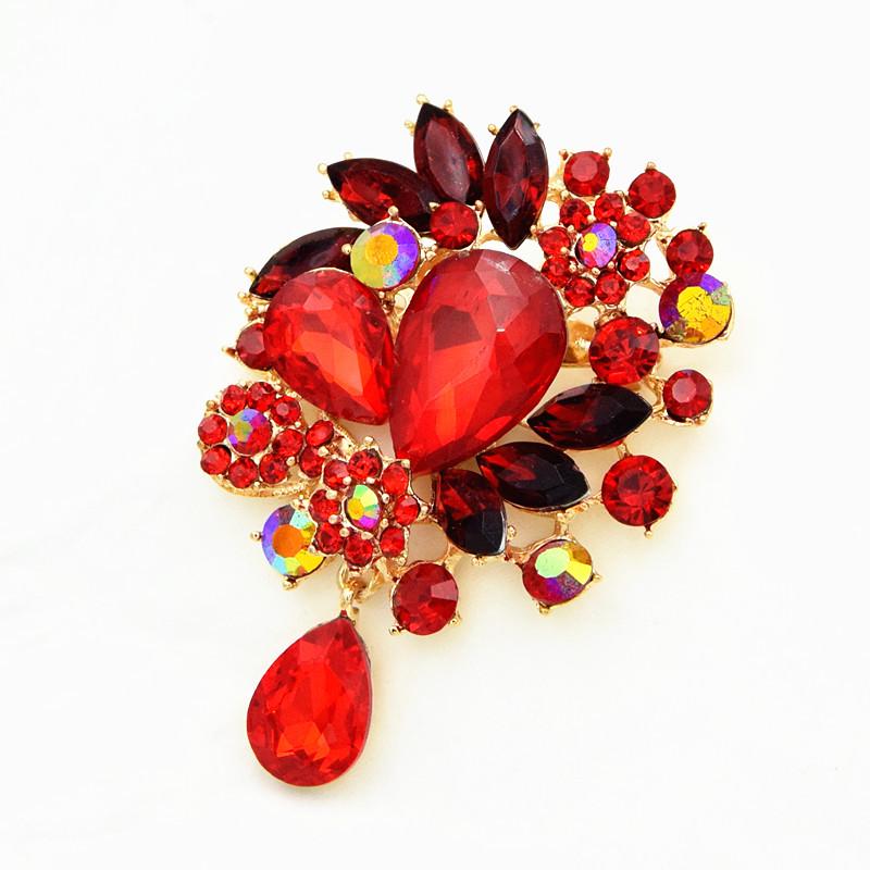 Luxurious Large Glass Crystal Pendant Brooch Lapel Pin Corsage Jewelry In Stock