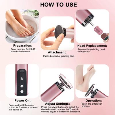 Electric Foot Callus Remover 2 In 1 Nail Foot File Pedicure Tool Rechargeable Wireless Powerful Foot Scrubber Dead Skin Remover