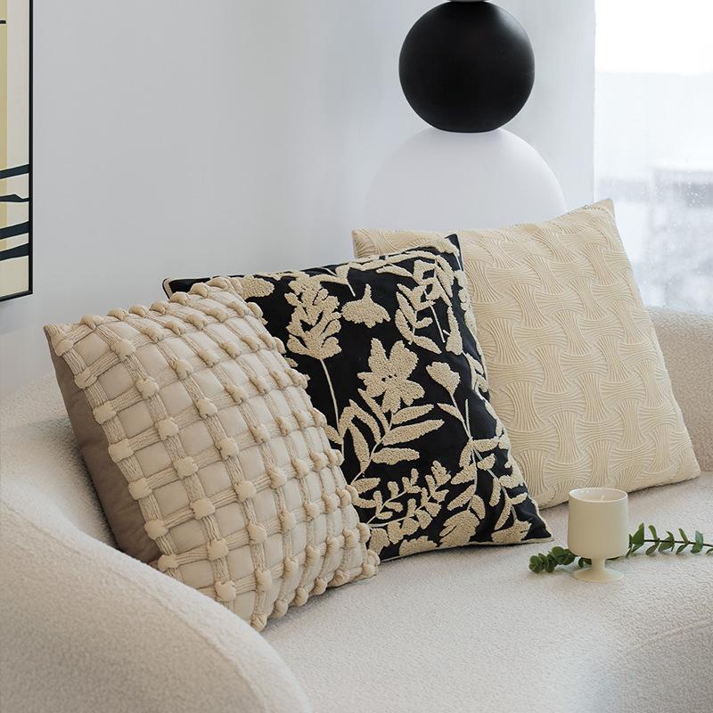 Italian Light Luxury Pillow Cushion Lumbar Pillow Back Pillow Model Room Hotel High-end Pillow Case Home Soft Decoration