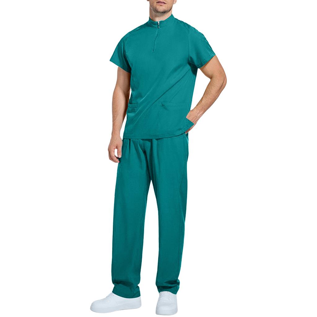 Men's Comfortable And Casual Solid Color Short Sleeved Pants Protective Suit Set