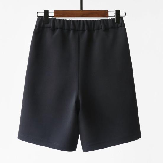 Women Summer Shorts High Waist Suit Shorts Straight Loose Thin Elastic Waist Above Knee Length Pockets Soft OL Style Formal Business Shorts