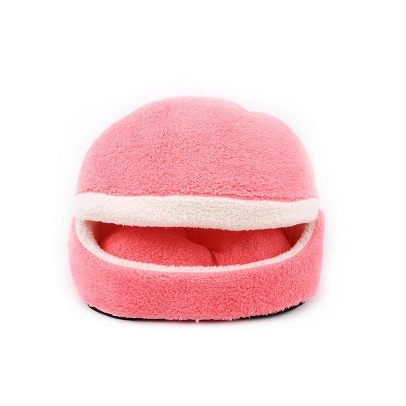 

Удобная милая зимняя теплая кровать для домашних животных, собак и кошек, подушка для дома в форме гамбургера, плюшевая кровать, спальный мешок красный
