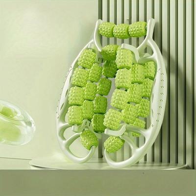 29-Wheel Leg Massager for Muscle Relief - Green, Multifunctional Fitness Equipment for Slimming, Calf Stretching and Relaxation, ABS Material