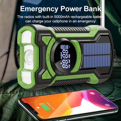 AM/FM/SW Bluetooth-Lautsprecher IP65 Wasserdicht Staubdicht Tragbares Radio Handkurbelgenerator Dynamo Taschenlampe Solarradio