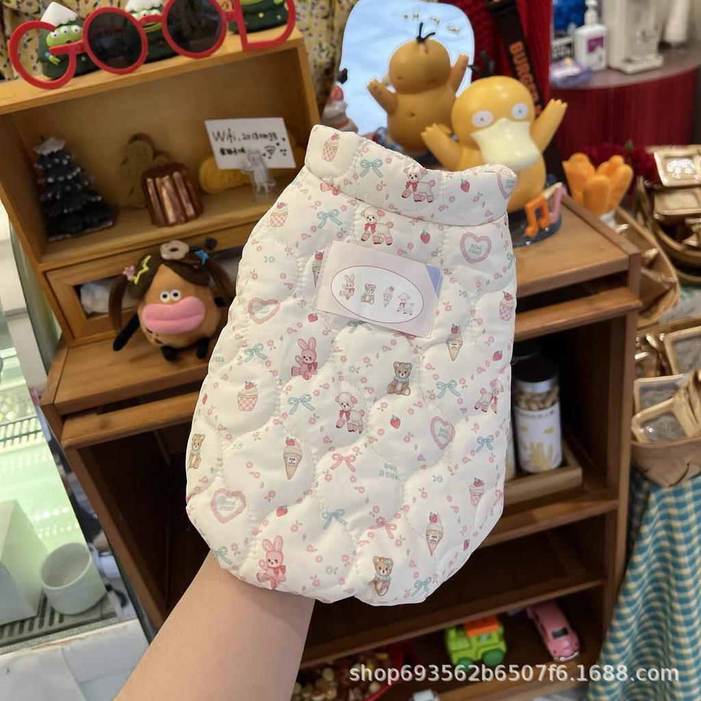 Autumn and Winter Pet Teddy Bear High Neck Dog Parkas Warm Pet Vest Jacket Cute Schnauzer Teddy Bear Cat Vest Puppy Clothes